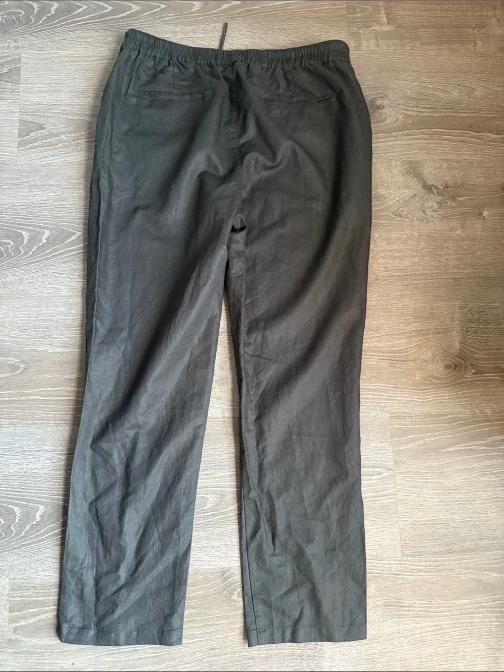 NEW quince organic cotton linen straight leg pant charcoal Large